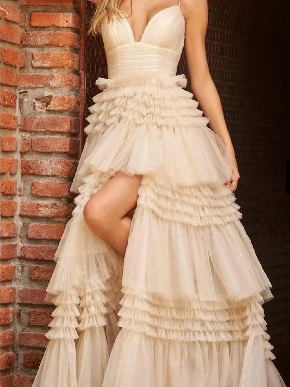 Ivory Tiered Tulle Ball Skirt - Sherri Hill Collection